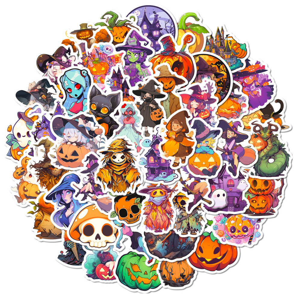 Tianfu 2023 Halloween Stickers Bulk, 100Pcs Halloween Pumpkin Theme Stickers, Vinyl Waterproof Halloween Holiday Party Stickers