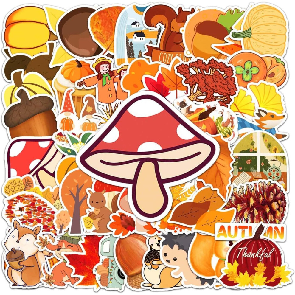50pcs Autumn Style Stickers Waterproof Vinyl Stickers Cute Funny Stickers for Laptop Tablet Phone Hydroflasks Water Bottle Bike Luggage Computer