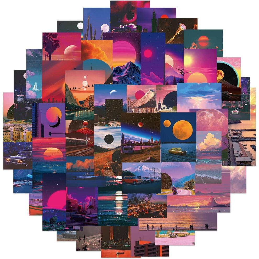 Tianfu Landscape Nature Stickers Sunset Starry Sky Decals Wtaerproof Cool Stickers Teens Students Adults Guitar Bottle Decor Suitcase Skateboard Decoration