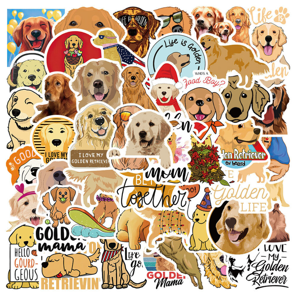 Tianfu 50Pcs Retriever Stickers,Waterproof Vinyl Dog Decals For Water Bottle Laptop Kids Boys Golden