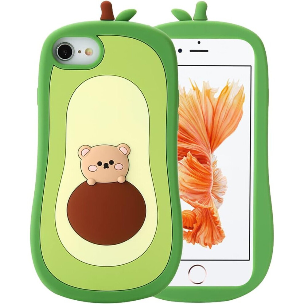 iPhone SE 2022/SE 2020 Avocado Case,3D Cute Cartoon Kids Girls Women Kawaii Lovely Bear Avocado Shape Soft Silicone Case-image-OPC-PCHSYYS-NEW