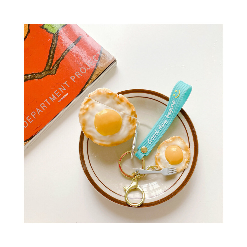Super Cute Case Compatible With Airpods Pro2 3D Cartoon Soft Silicone Protective Mini Bag Cute Creative(Fried Egg, Airpods Pro2 7770197752756