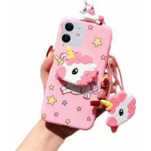 Unicorn Case for iPhone 11pro , 3D Cartoon Design Cute Elastic Kickstand Protective Case, Phone Case with String Rope, Kawaii Fashion