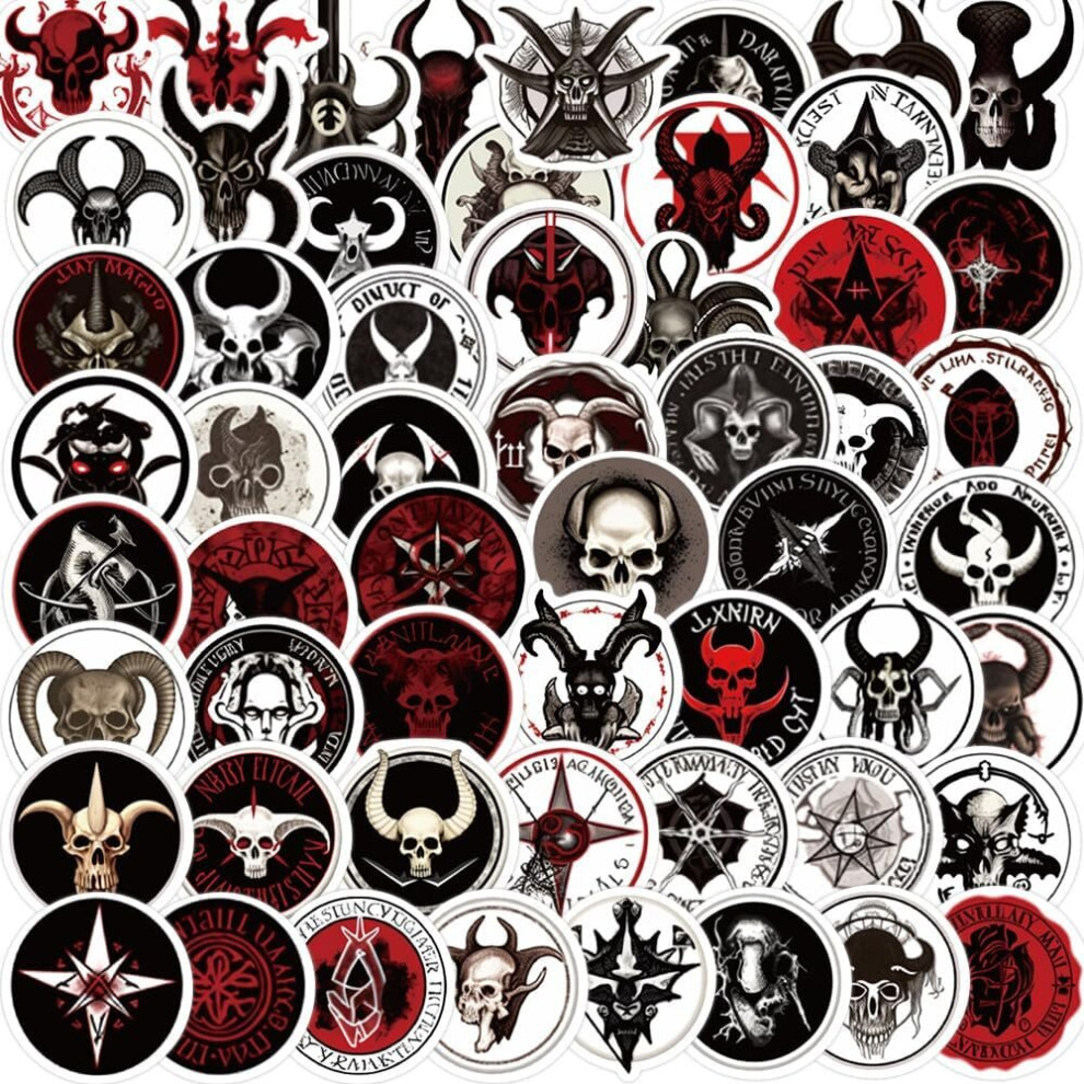 Tianfu 50Pcs Evil Spirit Stickers ,Waterproof Ghost Stickers For Laptop Skateboard Hydro Flask Water Bottle Scrapbooking, Vintage Vinyl Graffiti Stickers