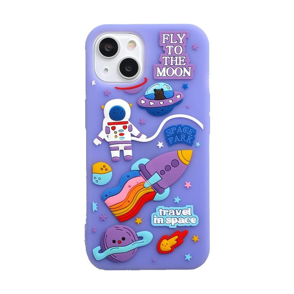 Astronaut Case For Iphone 13 6.1 Inch,3D Cute Cartoon Astronaut Space Character Soft Silicone Case (Astronaut) Purple 7770197747899