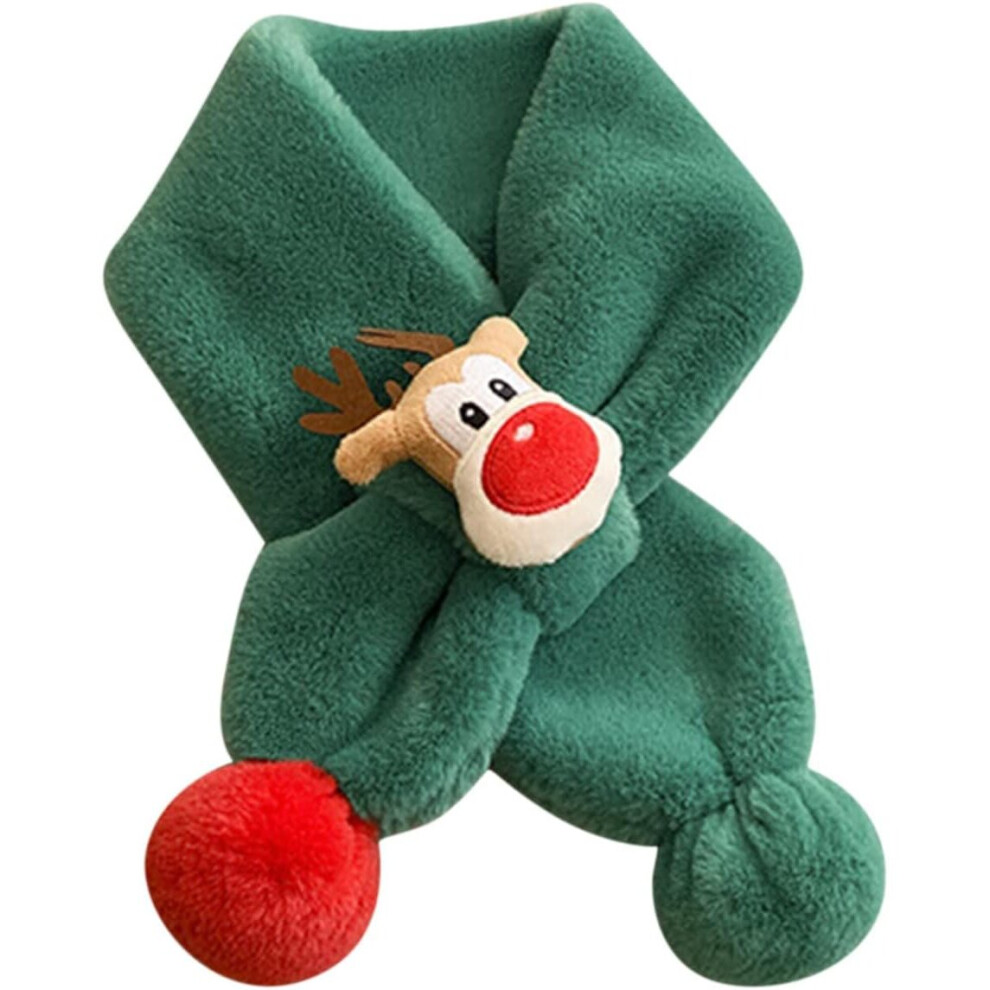 Lady Children Christmas Cute Scarf Winter Warm Soft Scarf Neck Warmer for Toddlers Boys Girls (Green, S)-image-OPC-PCHSZ9D-NEW