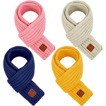 TODDOR 4 Pieces Kids Scarf Winter Knitted Kids Scarves Solid Color Neck Warmer for Children