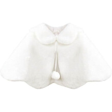 Girls Princess Faux Fur Flower Bolero Shrug Party Wedding Dress Up White