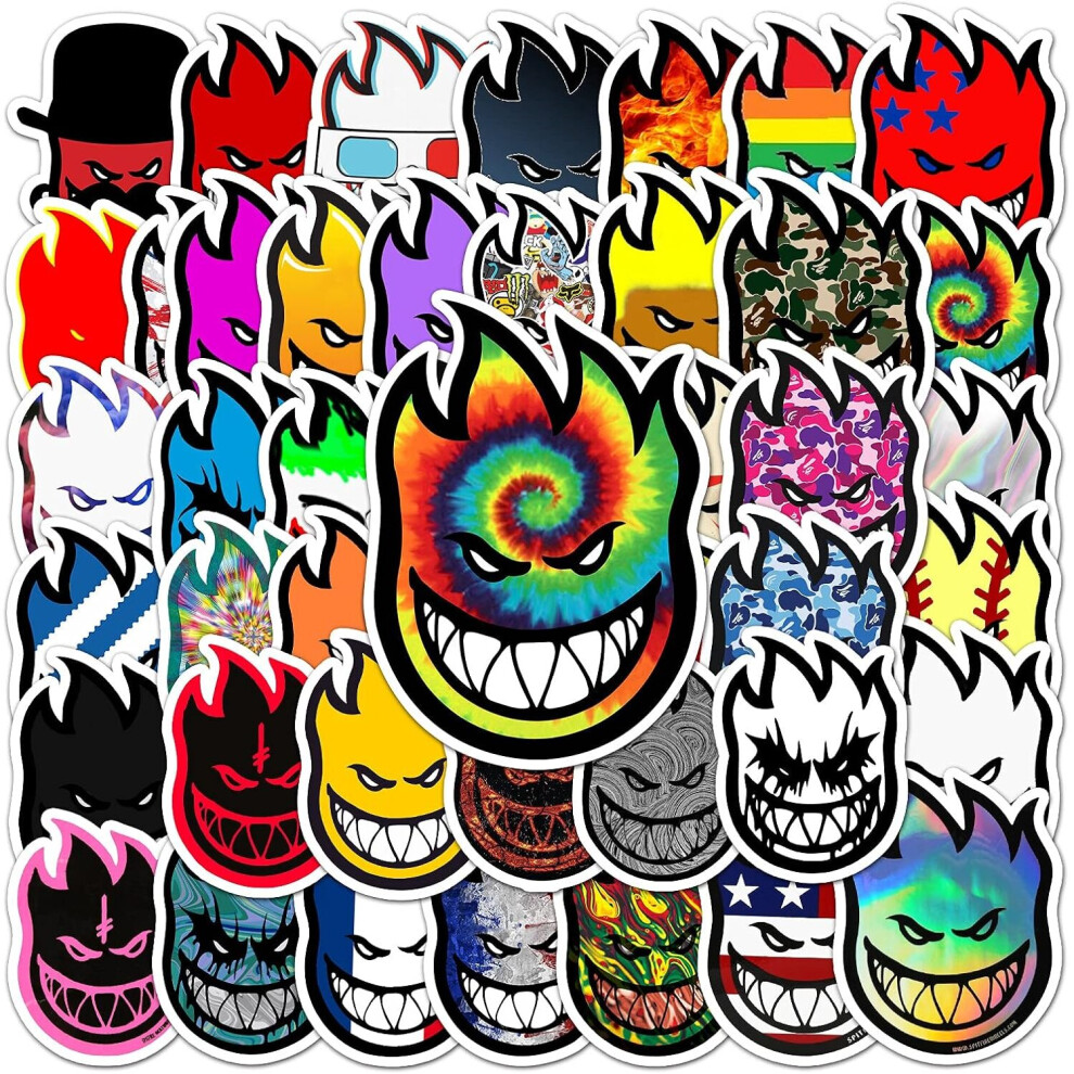Tianfu 50Pcs Cool Spitfire Colorful Fire Man Doodle Waterproof Stickers,Cute Funny Trendy Colorful Sticker For Laptop,Phone,Skateboard,Luggage,Water Bottle