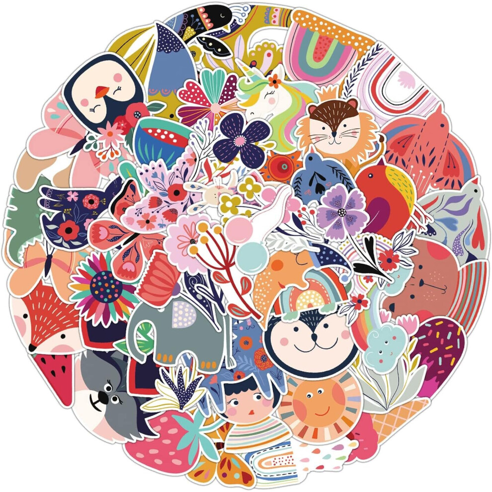 Tianfu 50Pcs Cute Stickers Kawaii Sticker For Water Bottles Laptop Scrapbooking Cup Car, Waterproof Vinyl Stickers For Teens Girls Boys Adults Adults