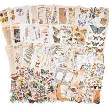 Vintage Scrapbooking Supplies Pack (200 Pieces) for Trash Journaling Bullet Journaling Planner Botanical Paper Sticker Craft Kit Aesthetic