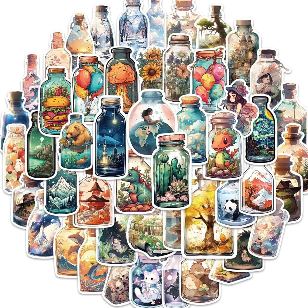 World in a Bottle Sticker Pack for Kids and Teens, Water Bottle Waterproof Vinyl Sticker Laptop Cell Phone Water Bottle Bike Cup Flat Luggage