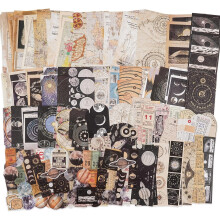 Vintage ScrapbookSupplies Pack(200 Pieces) for Witchy Junk Journal Bullet Journal Planners Space Moon Paper Stickers Craft Kits Collage (Celestial)