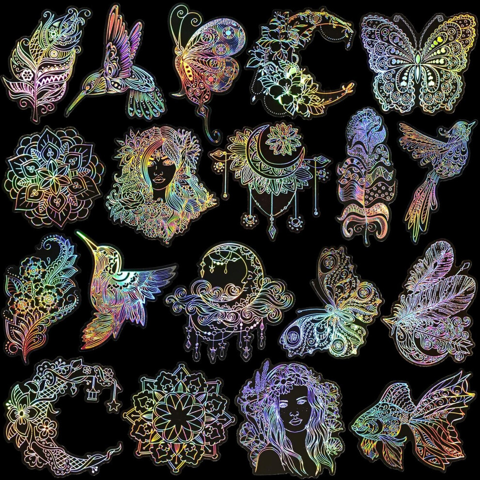 80 PCS Holographic Stickers, Glitter Clear Resin Sticker Decals for Scrapbooking Trash Journaling Bullets Laptops Water Bottle Paper Crafts