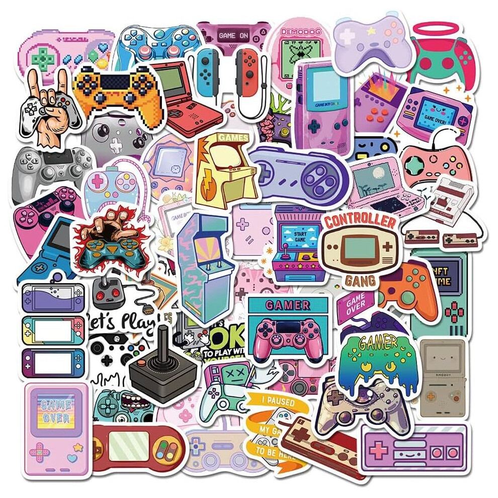 60pcs Gamer Stickers Doodle PVC Waterproof Stickers Cute Funny Trendy Decals Sticker Pack for Laptop,Phone,Skateboard,Luggage,Water Bottle