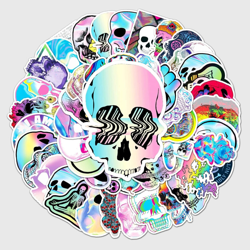 Skull Stickers for Kids,50pcs Pack Waterproof Sticker for Water Bottles Laptop Phone ipad Notebooks Cute VSCO Decal Gift for Teens Boys Girls Adults