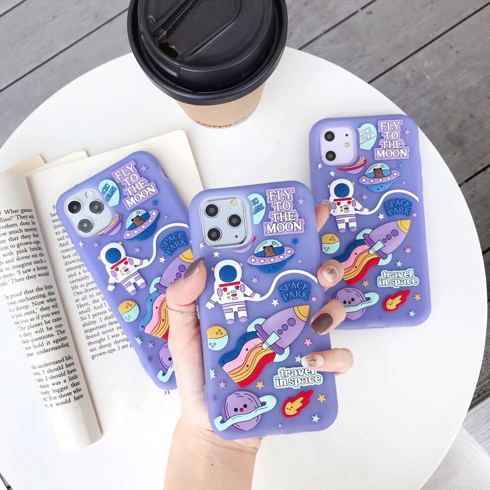 (See the title for the phone case model)Astronaut Case for iPhone 12pro Max ,3D Cute Cartoon Purple Astronaut iPhone 12pro Max Case, (Astronaut)-image-OPC-PCHSZP7-NEW