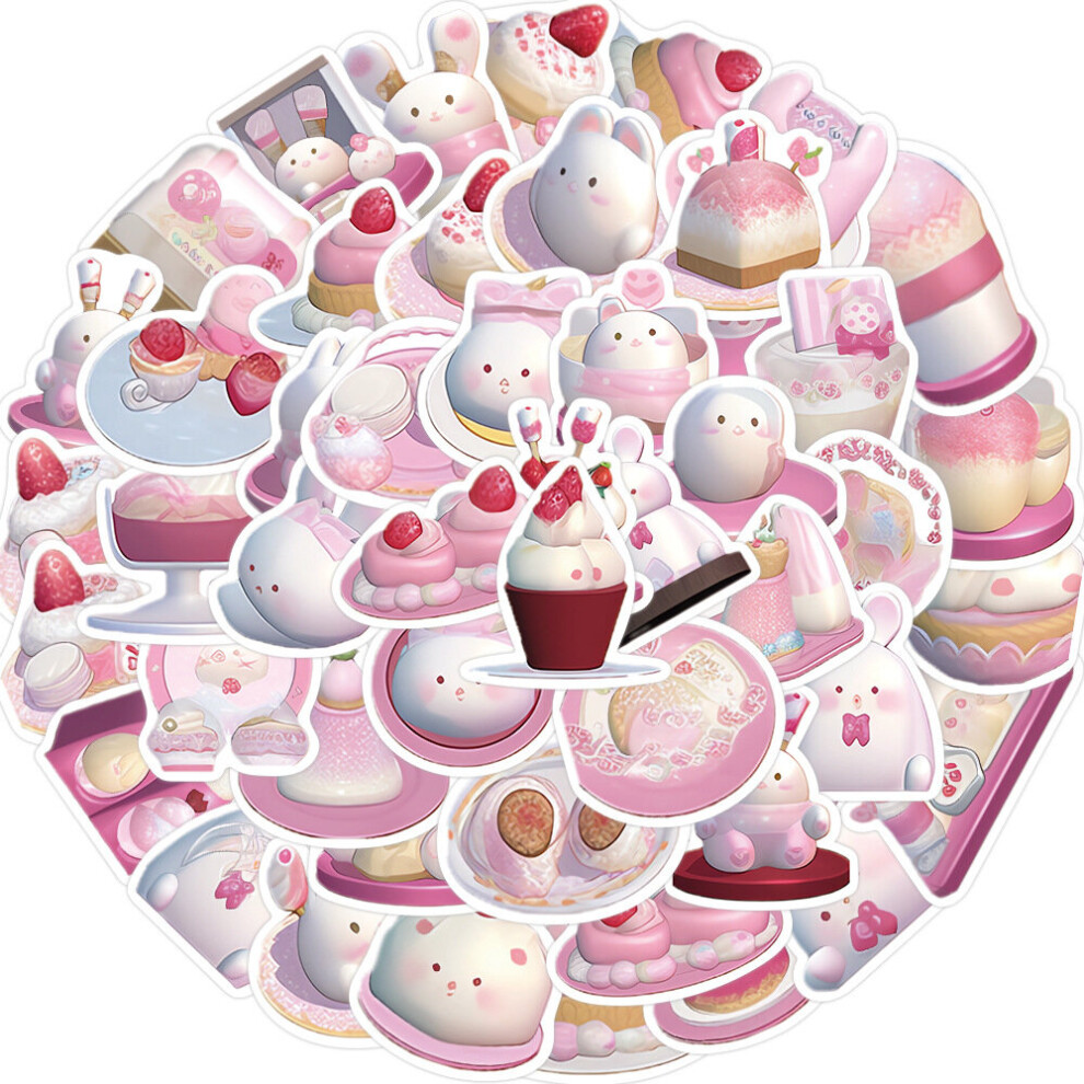 49Pcs Kawaii Stickers Pack,Waterproof Vinyl Pink Rabbit Stickers for Laptop Water Bottle Hydro Flask Scrapbooking Journaling,Aesthetic Cute Sticker
