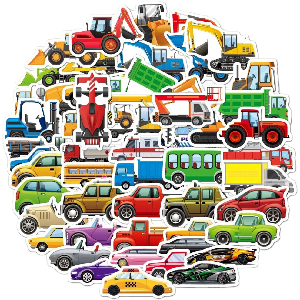 Truck and Car Racing Transportation Vehicle Stickers for Kids Boys Water Bottle Stickers for Scrapbooking Waterproof for Cups Laptop Guitar Decals