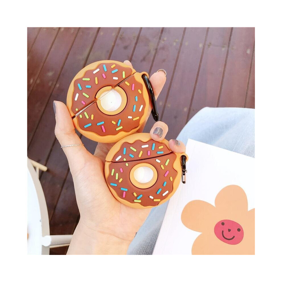 Cute Case For Airpods Pro, 3D Donut Design Silicone Case Protective Shockproof Covers With Keychain For Airpods Earbuds 7770197753401