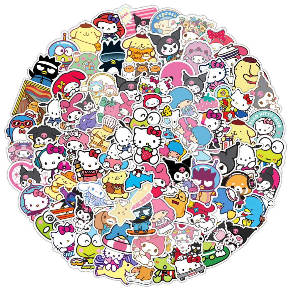 Tianfu 100Pcs Kawaii Cartoon Stickers For Water Bottles, Cute Vinyl Waterproof Anime Stickers For Kids, Laptop Skateboard Computer Stickers