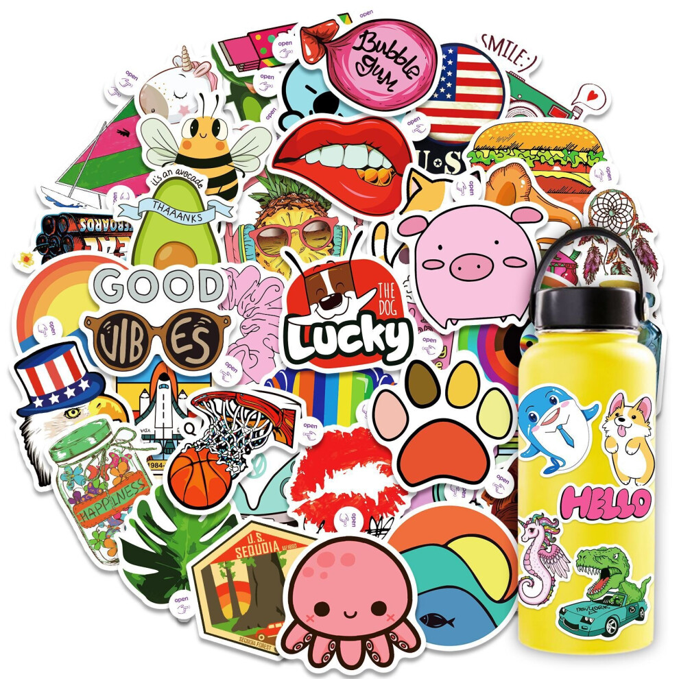 200 PCS Cute Aesthetic Stickers Bulk for Kids Teens, Vinyl Vsco Waterproof Stickers for Water Bottle Laptop Phone Skateboard