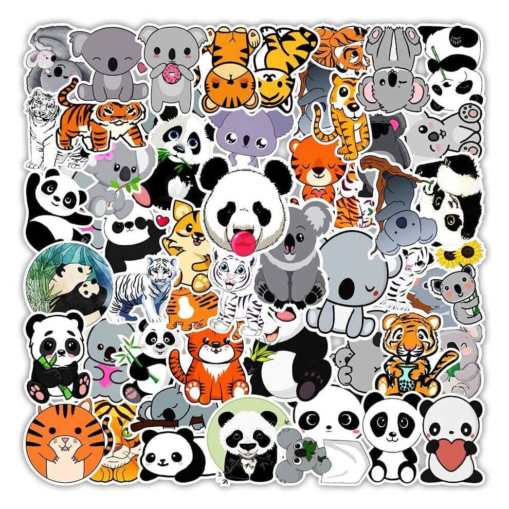 Tiger Panda stickers 50 pieces of durable and beautiful cute animal stickers skateboard kettle bike motorcycle car computer scrapbook