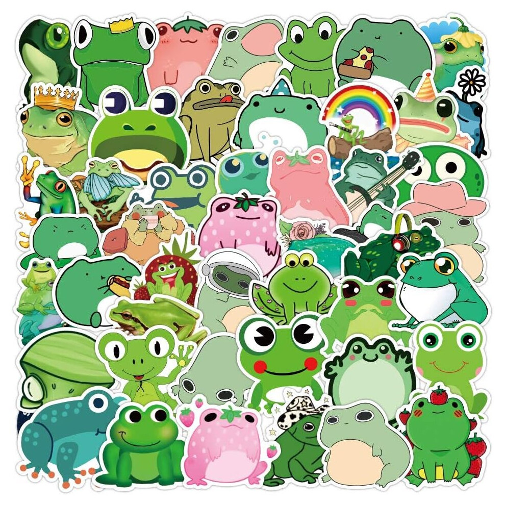 50 Pcs Frog Stickers Frog Decals for Water Bottle Hydro Flask Laptop Luggage Car Bike Bicycle Helmet Vinyl Waterproof Stickers Pack