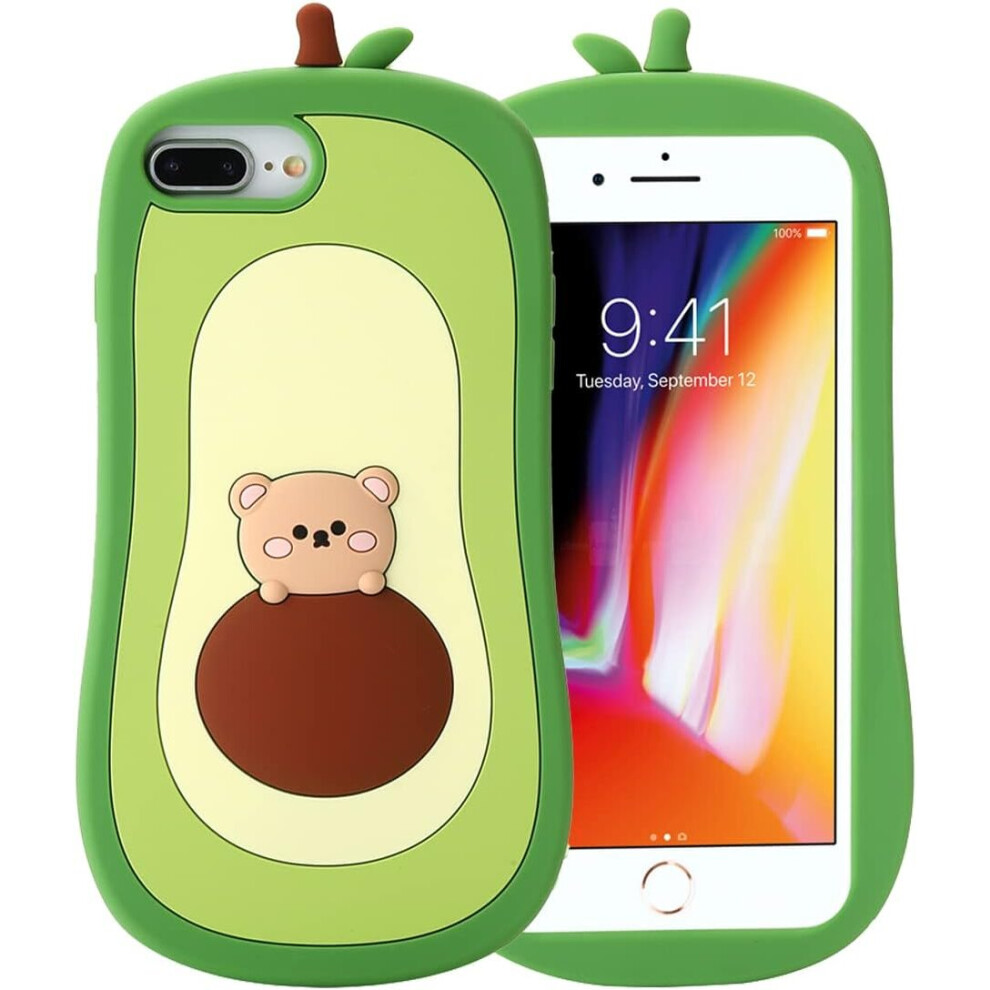 Iphone 7Plus/8Plus Avocado Case,3D Cute Cartoon Kids Girls Women Kawaii Lovely Bear Avocado Shape Soft Silicone Case 7770197750738