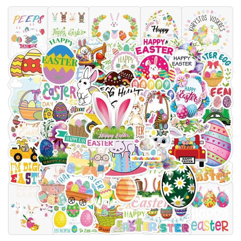 Tianfu 100Pcs Easter Egg Stickers Waterproof Vinyl Stickers Cute Funny Stickers Phablet Hydrofoil Kettle Bicycle Luggage Computer