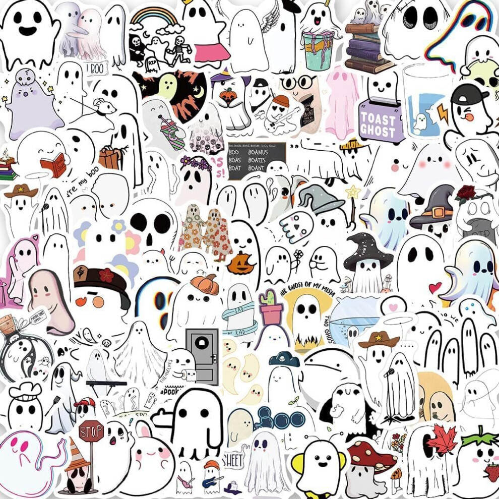100PCS Funny Ghost Stickers,Halloween Stickers,Vinyl Waterproof Stickers for Water Bottles,Laptop,Computer,Car,Luggage,Cup, Phone,Cute Ghost