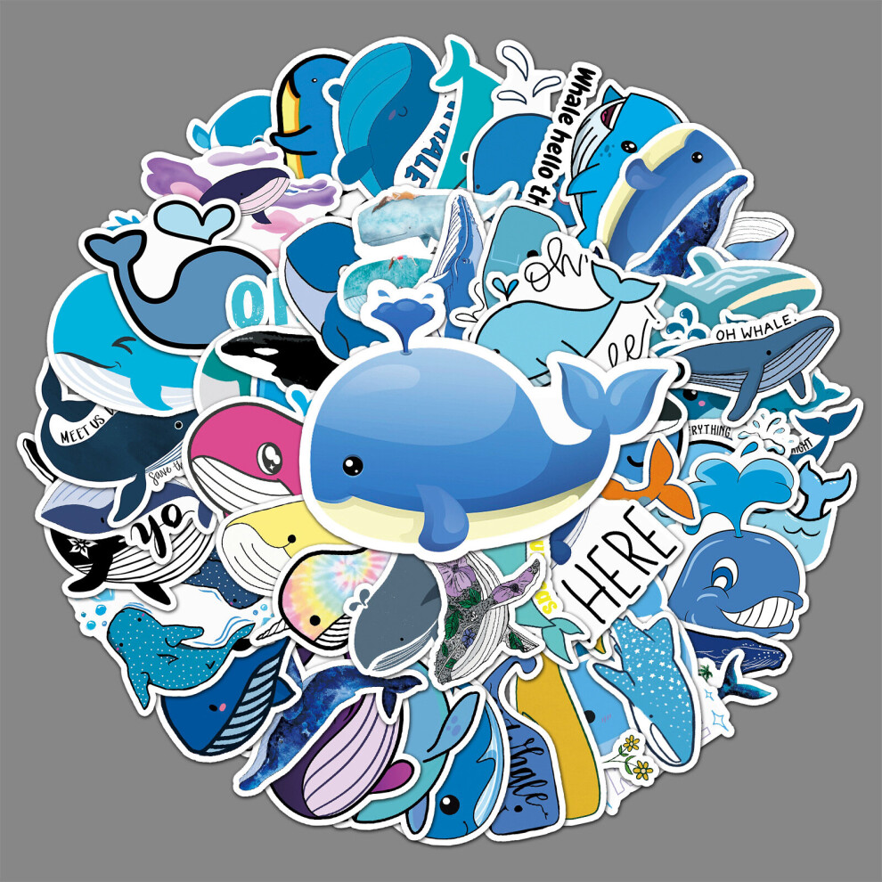 50pcs cartoon whale stickers waterproof vinyl cute funny stickers suitable for laptop phablet hydrofoil kettle bicycle luggage computer