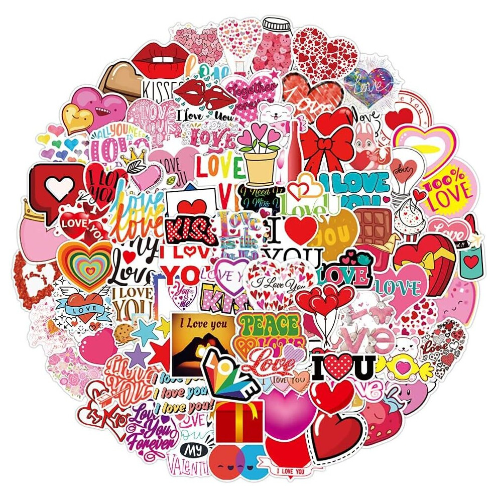 Tianfu 100 Pcs Cute Love Stickers For Kids Waterproof Vinyl Stickers For Hydroflask, Phone, Skateboard, Laptop Aesthetic Sticker Packs For Girls & Teens