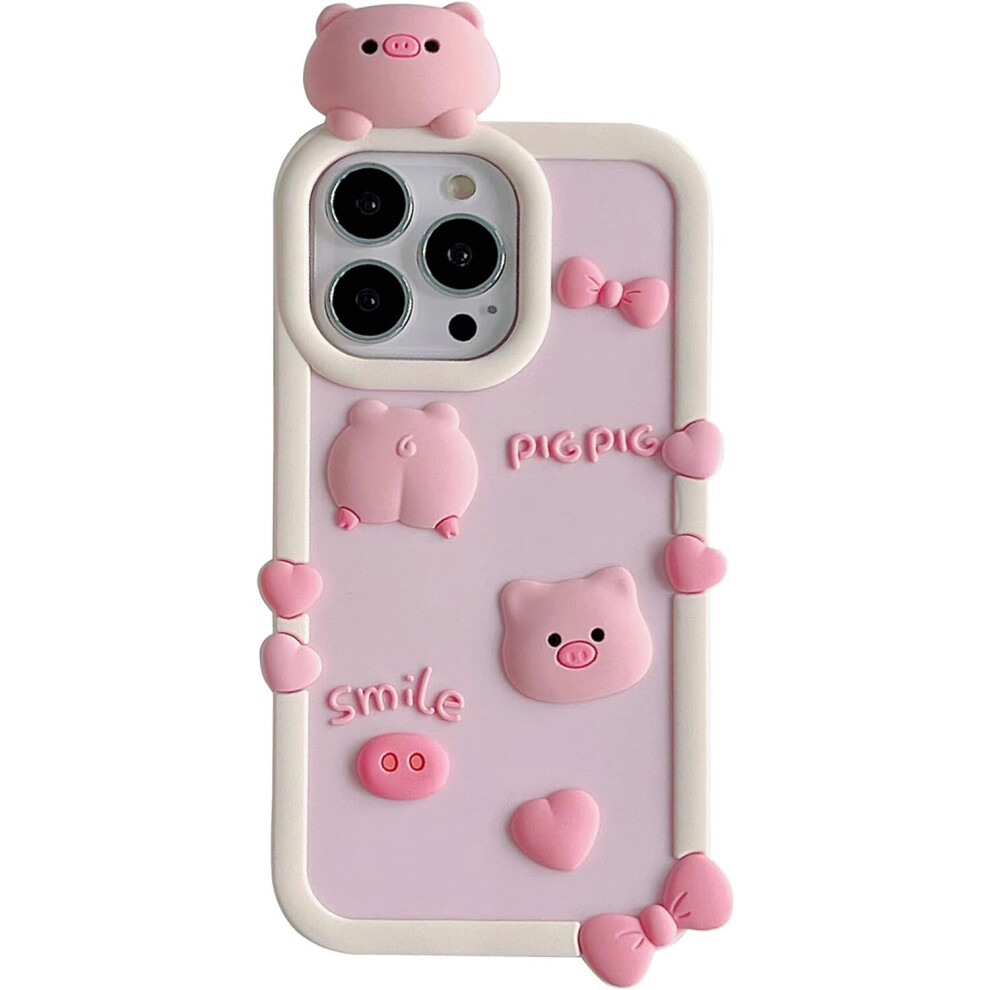 Kawaii Phone Cases Apply To Iphone 11Pro Max,Cute Cartoon Pig Phone Case Unique Fun Cover Case 3D Phone Case Soft Silicone Shockproof Cover Pink 7770197748865
