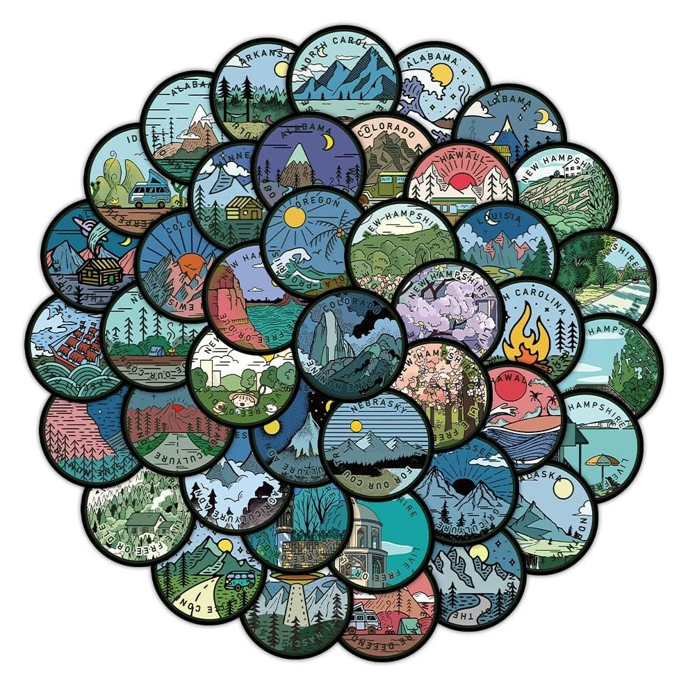 Tianfu 60 Pcs Cute Map Stickers For Kids Waterproof Vinyl Stickers For Hydroflask, Phone, Skateboard, Laptop Aesthetic Sticker Packs For Girls & Teen.