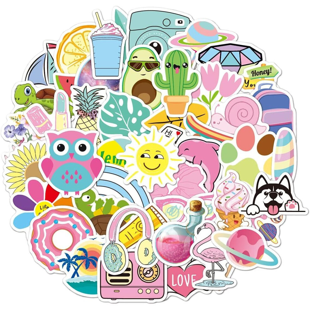 50PCS Cute Animal Stickers for Kids, Water Bottles Stickers Vinyl for Girls Phone/Laptop/Luggage
