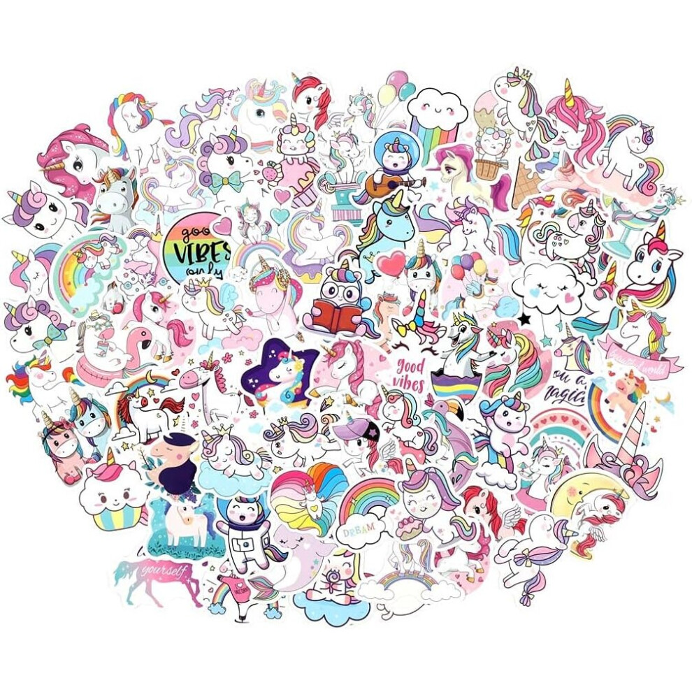 Tianfu Cute Unicorn Stickers Pack 100Pcs Vinyl Laptop Water Bottle Stickers For Motorcycle Luggage Cup Graffiti Bomb Decals Skateboards Snowboard Gifts