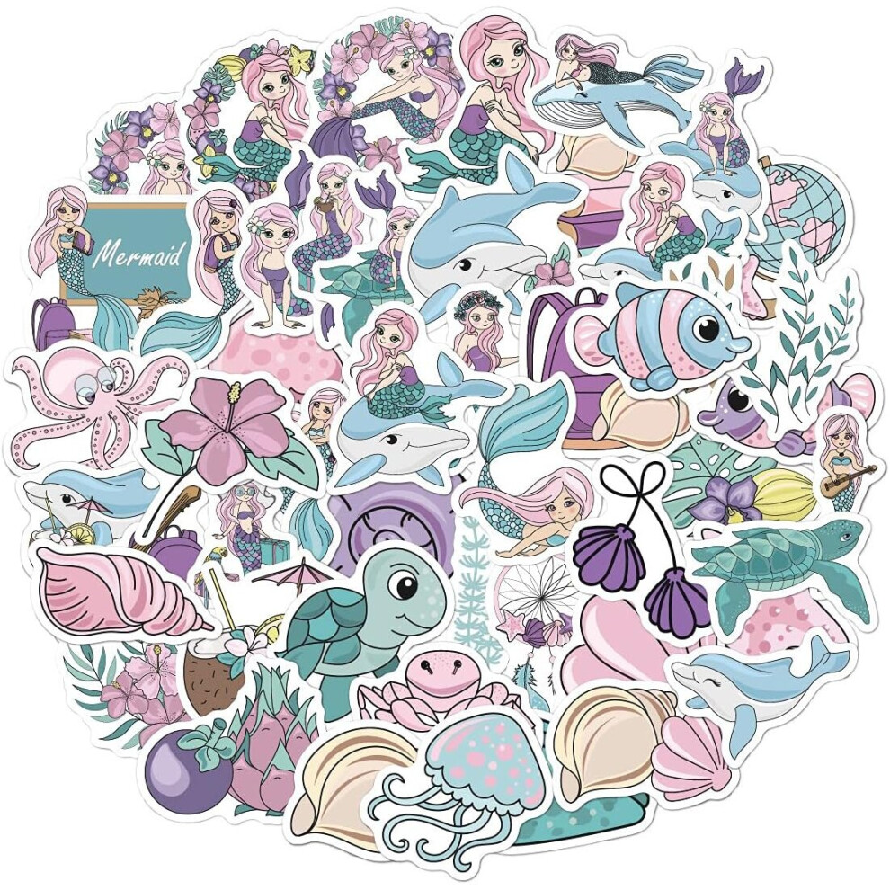 Tianfu 50Pcs Cute Animal Stickers For Kids, Water Bottles Stickers Vinyl For Girls Phone/Laptop/Luggage