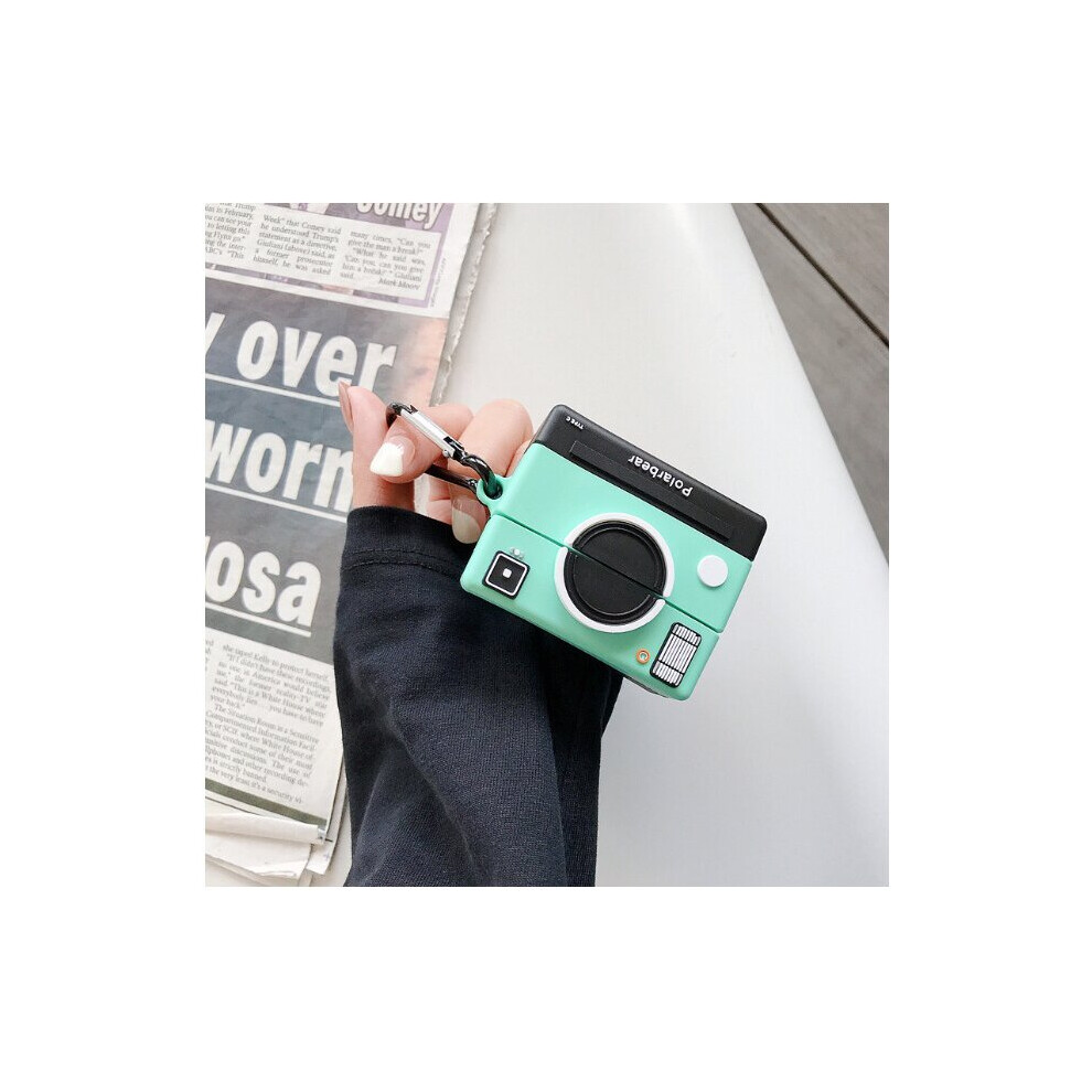 Camera For Airpod 3 Case, Cartoon Cute Fashion Silicone Design For Airpods, Unique Kawaii Funny Fun Trendy Shell Girls Women Girly Boys Green 7770197753975