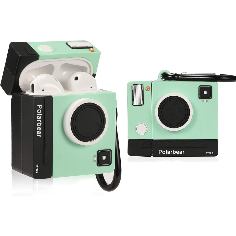 Camera For Airpod 1/2 Case, Cartoon Cute Fashion Silicone Design For Airpods, Unique Kawaii Funny Fun Trendy Shell Girls Women Girly Boys Green 7770197753951