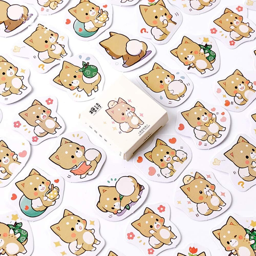 Tianfu 45Pcs Boxed Diy Decoration Super Cute Cartoon Lovely Shiba Inu Stickers For Laptop Planners Scrapbook Suitcase Diary Notebooks Album