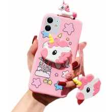 Unicorn Case for iPhone 11pro , 3D Cartoon Design Cute Elastic Kickstand Protective Case, Phone Case with String Rope, Kawaii Fashion