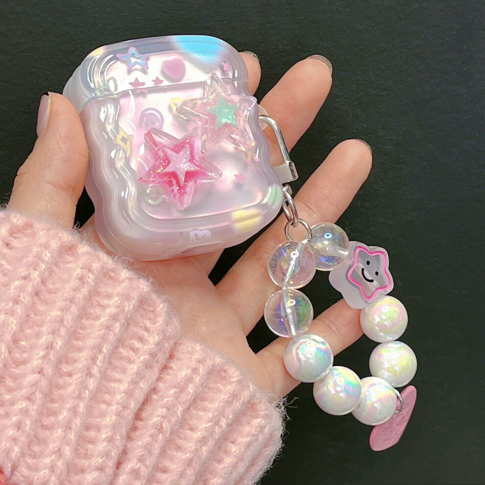 Cute Star Airpod 1¡2 Case With Keychain Compatible With Kawaii Aesthetic Airpods 1¡2 Case For Women Girl 7770197754095