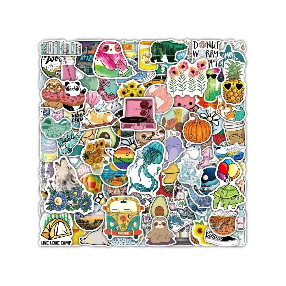 Tianfu Outdoor Cartoon Small Fresh Sticker Waterproof Cute Cartoon Guitar Suitcase Outdoor Gift Adult Teen Boy Art Diary Scrapbook Skateboard Decal 100Pcs