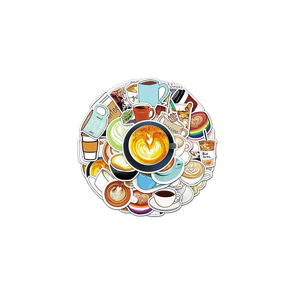 Tianfu Coffee Stickers Funny And Cute Retro Stickers 50 Suitable For Computer Suitcases, Notebooks, Mobile Phones, Scrapbooks, Kettles And Bicycles Decals. Brown