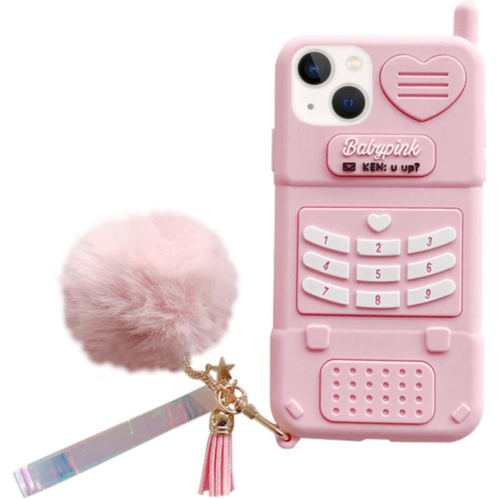 Photos - Case TIANFU Phone s Apply to iPhone iphone 14,Cute Cartoon Retro Phone  with Keychain Retro Phone 3D Phone  Soft Silicone Sh 