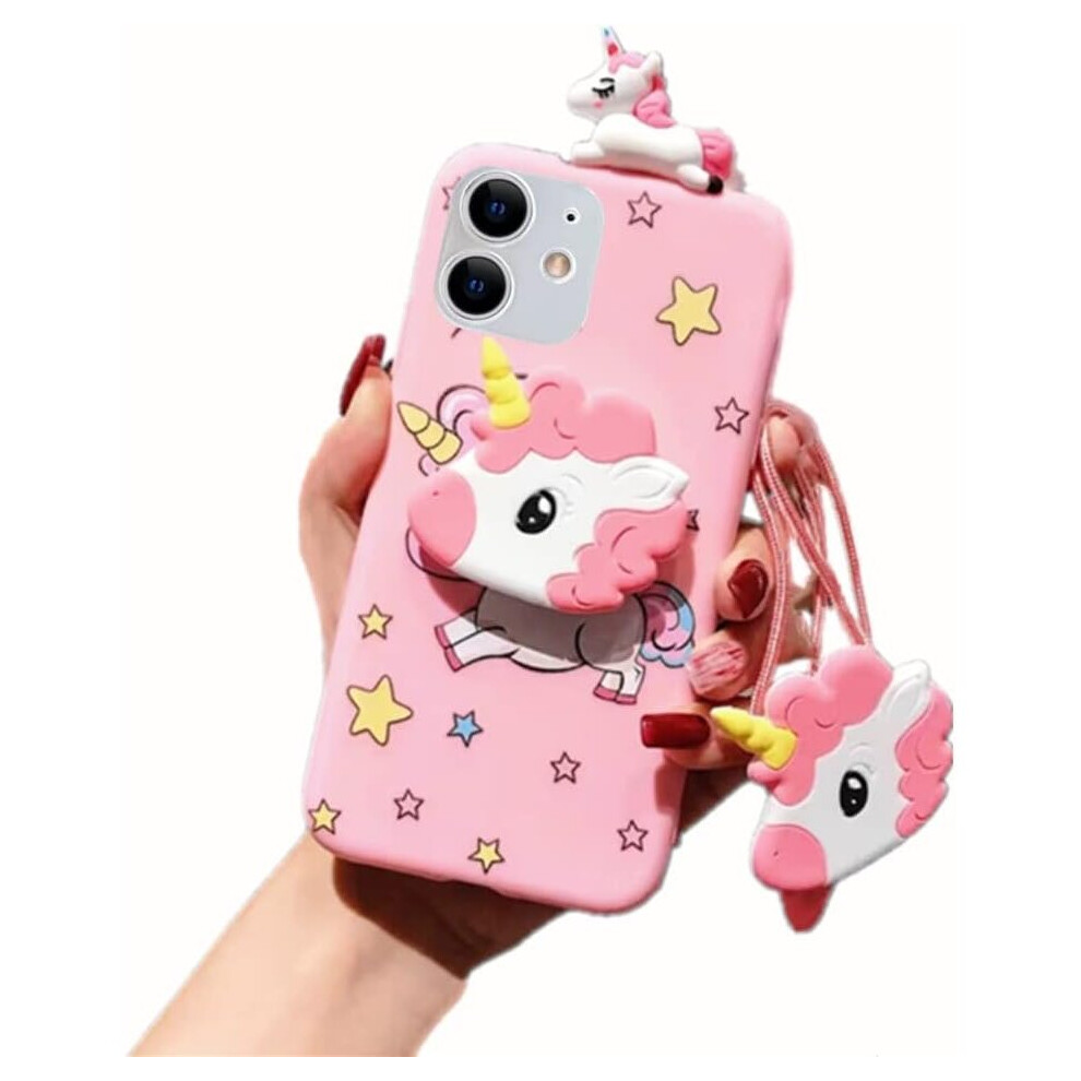 Unicorn Case For Iphone 12Mini 3D Cartoon Design Cute Elastic Kickstand Protective Case, Phone Case With String Rope, Kawaii Fashion 7770197750820
