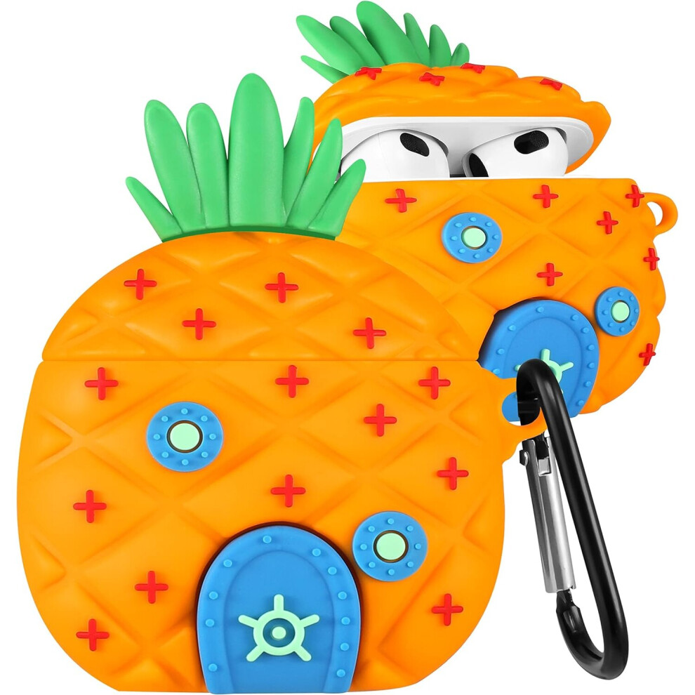 Airpods 3Rd Gen Case Cartoon Cute Kawaii Silicone Cases Design Cover Cool Unique Fashion Fun Funny Soft Coves For Girls Girly Boys(Pineapple) 7770197753241