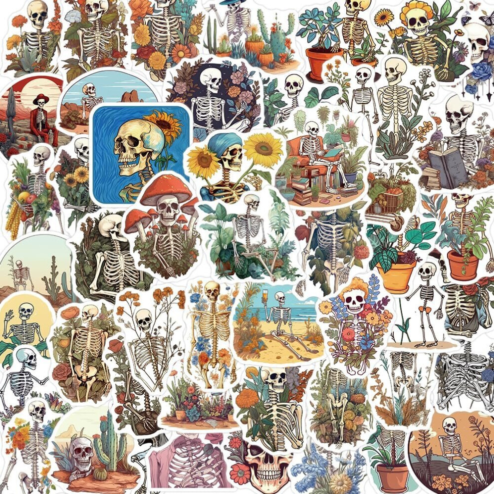 Tianfu Skull Stickers For Water Bottle, Graffiti Vintage Skeleton Stickers Pack For Laptop Skateboard Hydr Flask Scrapbooking Waterproof Vinyl Decals
