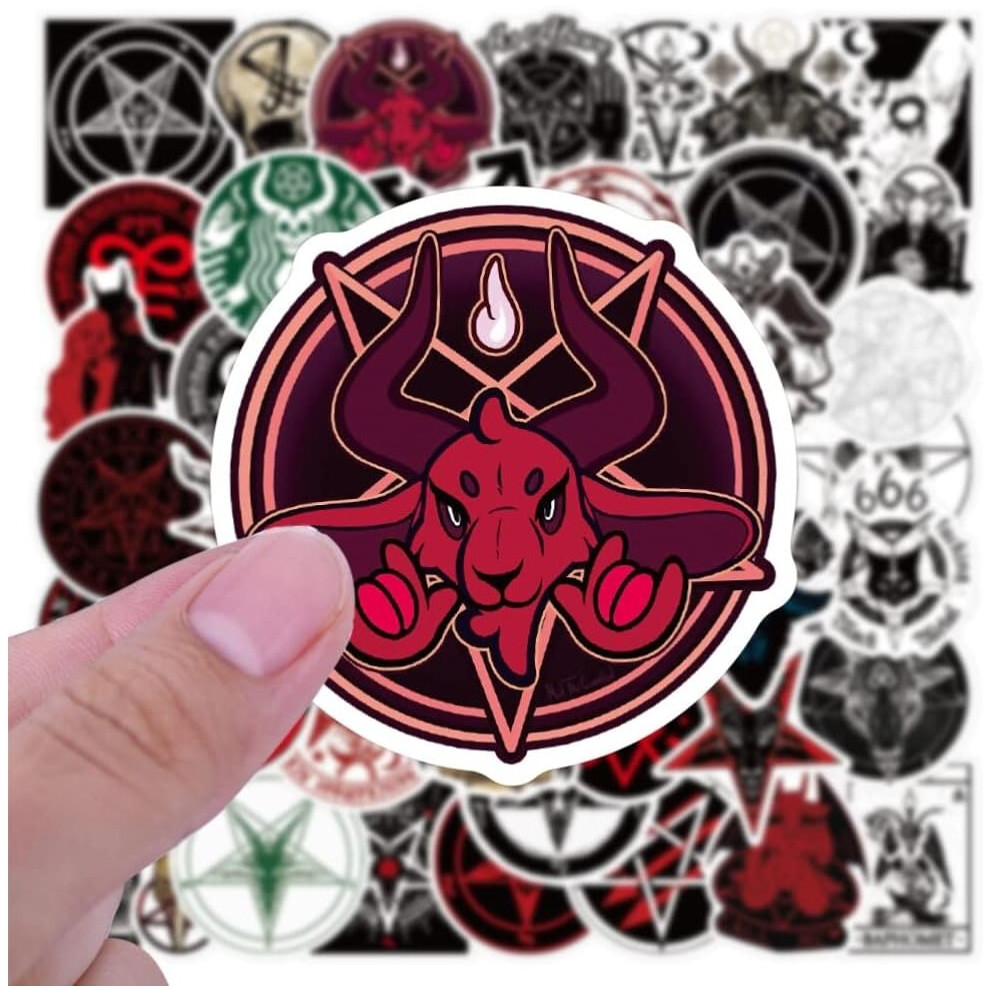 Tianfu 50Pcs Satanism Stickers For Teens Adults, Pvc Decal Stickers For Water Bottle, Laptop, Skateboard Hydroflask, Phone, Notebook